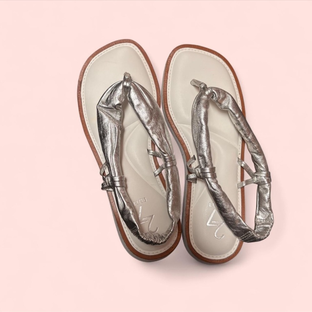 Metallic Silver Women’s Knotted Strap Sandals